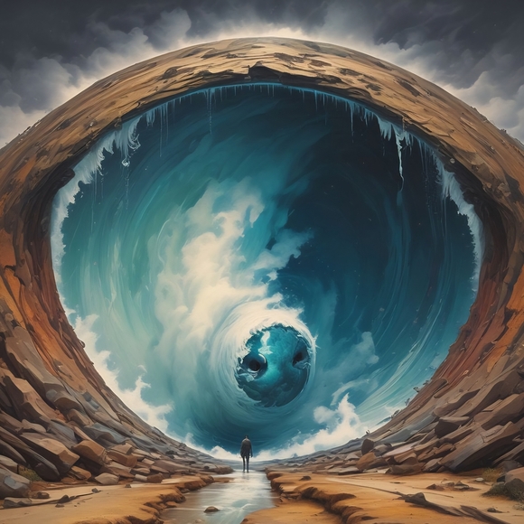 Abstract Blue and Brown Art Print - Picture 1 of 1